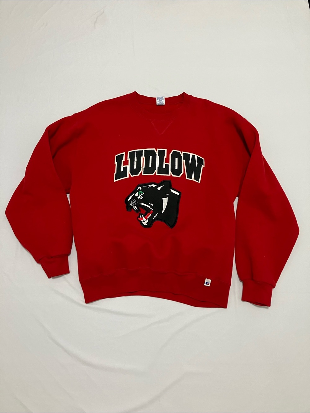 Russell Athletic Red Crewneck with Ludlow Panther Graphic